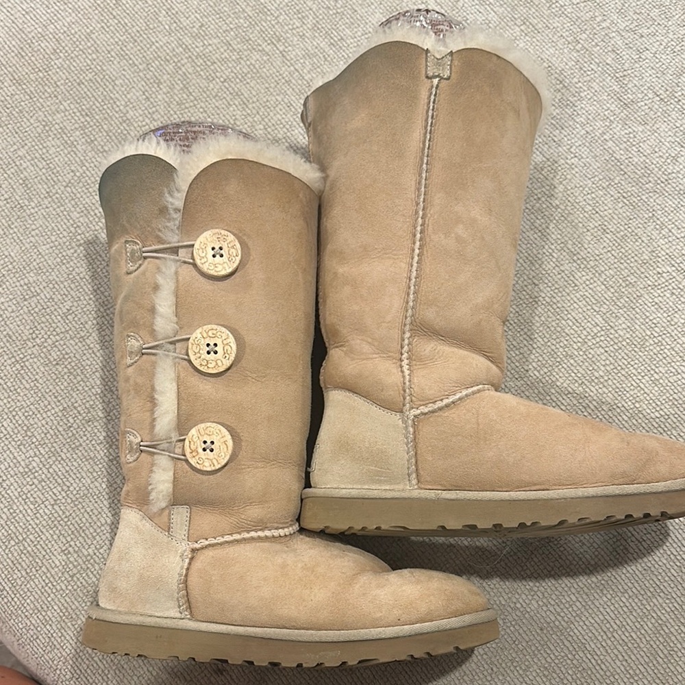 UGG Tan Winter Rain Boots with Sheepskin Lining